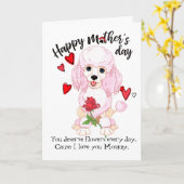 愛するプードルカードから母の日を楽しむ カード (黄色い花)