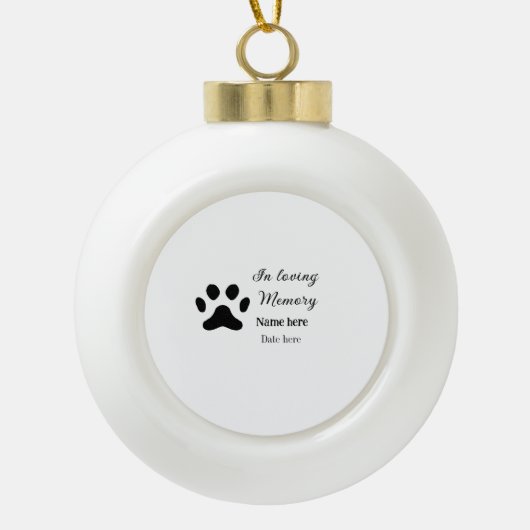 愛するペットのメモリアルに名前を入れて セラミックボールオーナメント (正面)