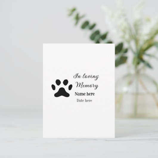 愛するペットの名前を偲ぶメモリアル ポストカード (スタンド正面)