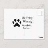 愛するペットの名前を偲ぶメモリアル ポストカード (裏面)