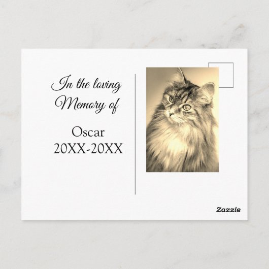 愛するペットの名前を追加した記念品お悔やみテンプレート ポストカード (裏面)