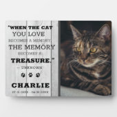 愛するペットの猫の写真記念 灰色の木の思い出 フォトプラーク (正面)