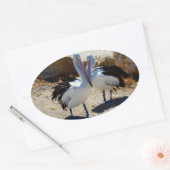 愛するペリカン 楕円形シール (封筒)