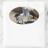 愛するペリカン 楕円形シール (バッグ)