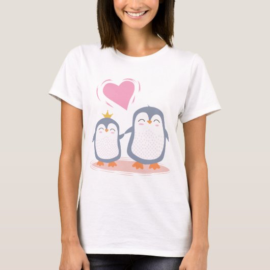  愛するペンギンのかわいいTシャツ Tシャツ (正面)