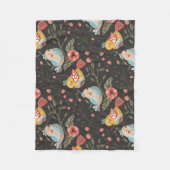 愛するボホ鳥の花柄 フリースブランケット (正面)