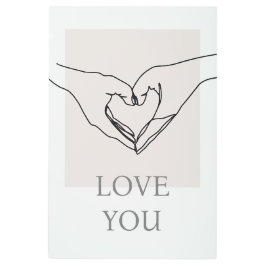 愛するポスター。ラインアート手のウォールアート メタルプリント