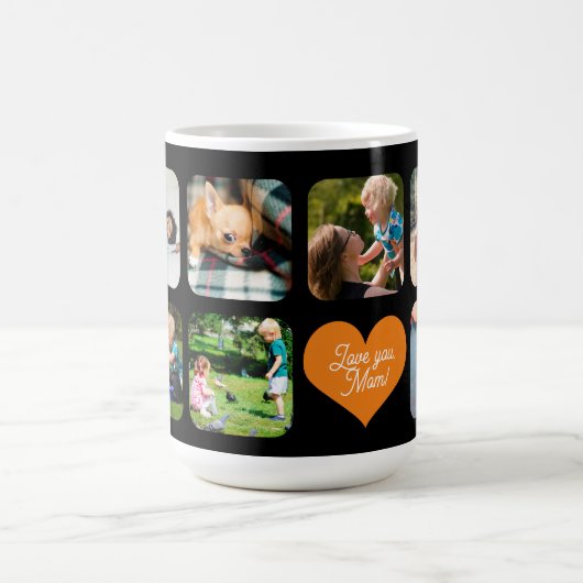 愛するママ写真集パーソナライズされた コーヒーマグカップ (中央)