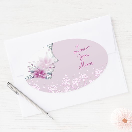 愛するママ楕円ステッカー 楕円形シール (封筒)