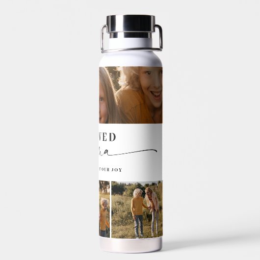 愛するママ母ハッピー母の日フォトコラージュ ウォーターボトル (背面)