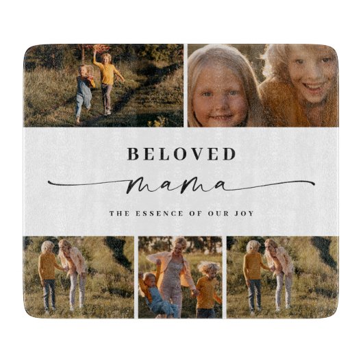 愛するママ母ハッピー母の日フォトコラージュ カッティングボード (正面)