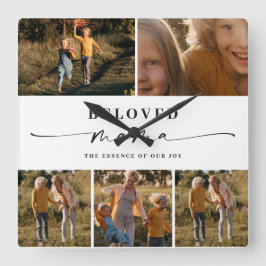 愛するママ母ハッピー母の日フォトコラージュ スクエア壁時計