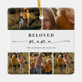 愛するママ母ハッピー母の日フォトコラージュ セラミックオーナメント