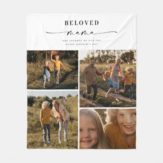 愛するママ母ハッピー母の日フォトコラージュ フリースブランケット (正面)