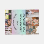 愛するママ毎日7写真ブルーと紫 フリースブランケット (正面(横))