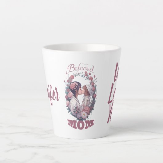 愛するママ、娘のキス、最高のギフトエバー、ジェニー カフェラテマグ (正面)