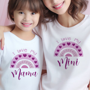 愛するミニボーホーレインボーマッチングママミニ Tシャツ