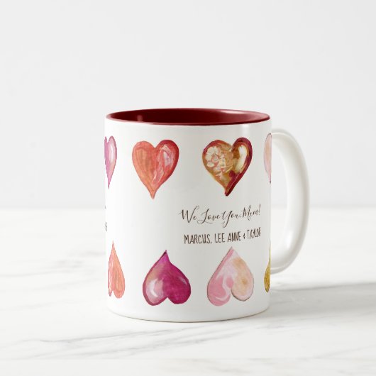 『愛するムームアートモダン色彩の鮮やかハート』 ツートーンマグカップ (正面右)