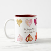 『愛するムームアートモダン色彩の鮮やかハート』 ツートーンマグカップ (左)