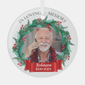 愛するメモリでクリスマスリースGrandpa写真 ガラスオーナメント (正面)