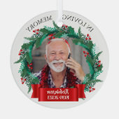 愛するメモリでクリスマスリースGrandpa写真 ガラスオーナメント (裏面)