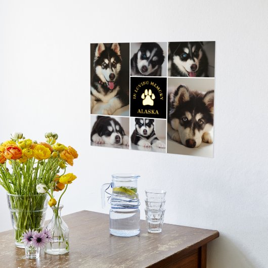 愛するメモリでポープリントペット黒い写真コラージュ 箔ポスター (レイダウン (キッチン))