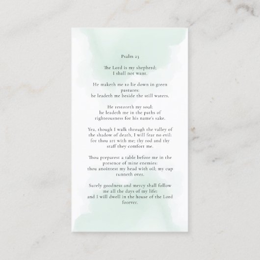 愛するメモリでユーカリ緑の祈りの言葉カード 名刺 (裏面)