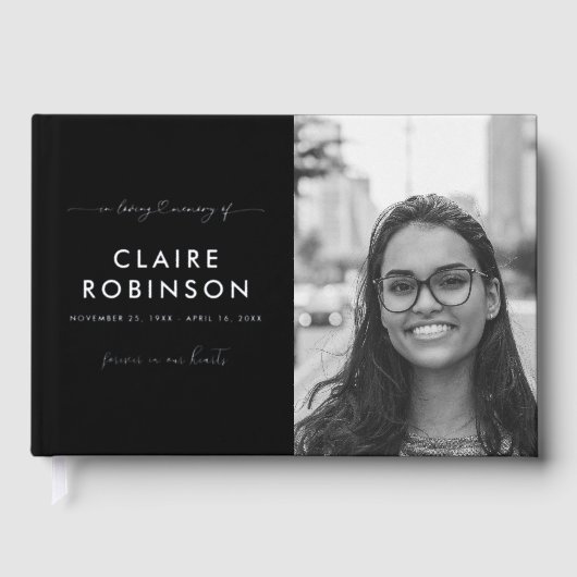 愛するメモリで写真ハートスクリプト葬儀フォイル ゲストブック (正面)