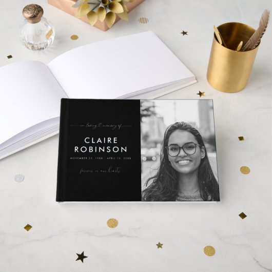 愛するメモリで写真ハートスクリプト葬儀フォイル ゲストブック (正面見開き)