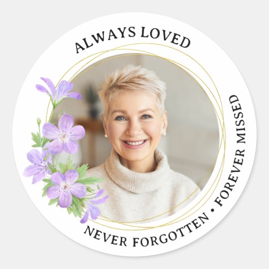 愛するメモリで常に愛されたカスタム写真フローラ ラウンドシール (正面)