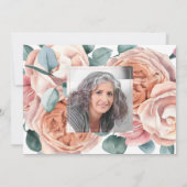 愛するメモリで桃のバラ1写真 招待状 (裏面)