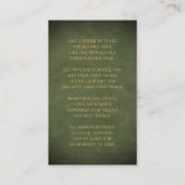 愛するメモリで緑の金ゴールド写真の葬儀カード 名刺 (裏面)