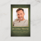 愛するメモリで緑の金ゴールド写真の葬儀カード 名刺 (正面)