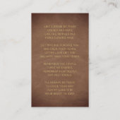 愛するメモリで茶色の金ゴールド写真葬儀カード 名刺 (裏面)