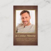 愛するメモリで茶色の金ゴールド写真葬儀カード 名刺 (正面)