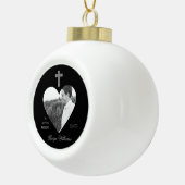 愛するメモリのクロスハートの形の写真メモリアル セラミックボールオーナメント (右)