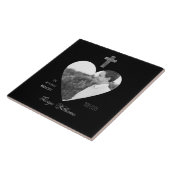 愛するメモリのクロスハートの形の写真メモリアル タイル (側面)