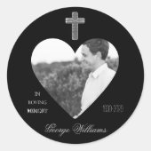 愛するメモリのクロスハートの形の写真メモリアル ラウンドシール (正面)