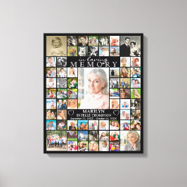 愛するメモリのメモリアル66フォトコラージブラック キャンバスプリント