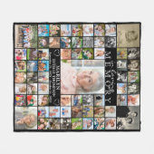 愛するメモリのメモリアル66フォトコラージブラック フリースブランケット (正面(横))