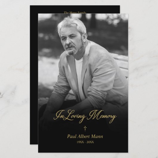 愛するメモリの安い黄金BW写真葬儀 (正面/裏面)