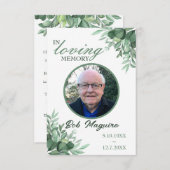 愛するメモリの緑の葉写真葬儀カード 招待状 (正面/裏面)
