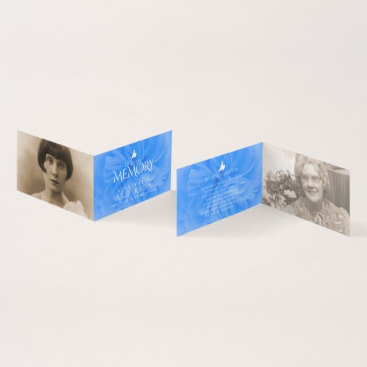 愛するメモリの葬儀ブルーバラ祈りの言葉カード (内部&外部)