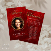 愛するメモリの赤いバラの死亡記事の祈りの言葉カード 招待状