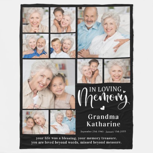 愛するメモリカスタム10写真悔やみや弔慰メモリアル フリースブランケット (正面)