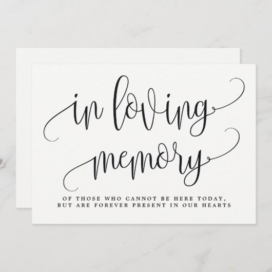 愛するメモリサインで – 素敵な書道 招待状 (正面/裏面)