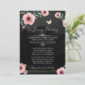 愛するメモリピンクの黒いフローラサンキューカード サンキューカード (スタンド正面)