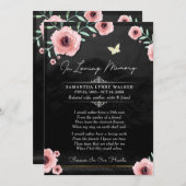 愛するメモリピンクの黒いフローラサンキューカード サンキューカード (正面/裏面)