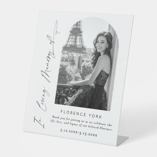 愛するメモリーアーチ写真葬儀へようこそ 台座サイン (正面)