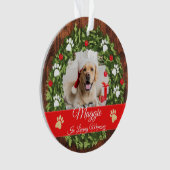 愛するメモリークリスマスリースペット記念写真 オーナメント (正面)